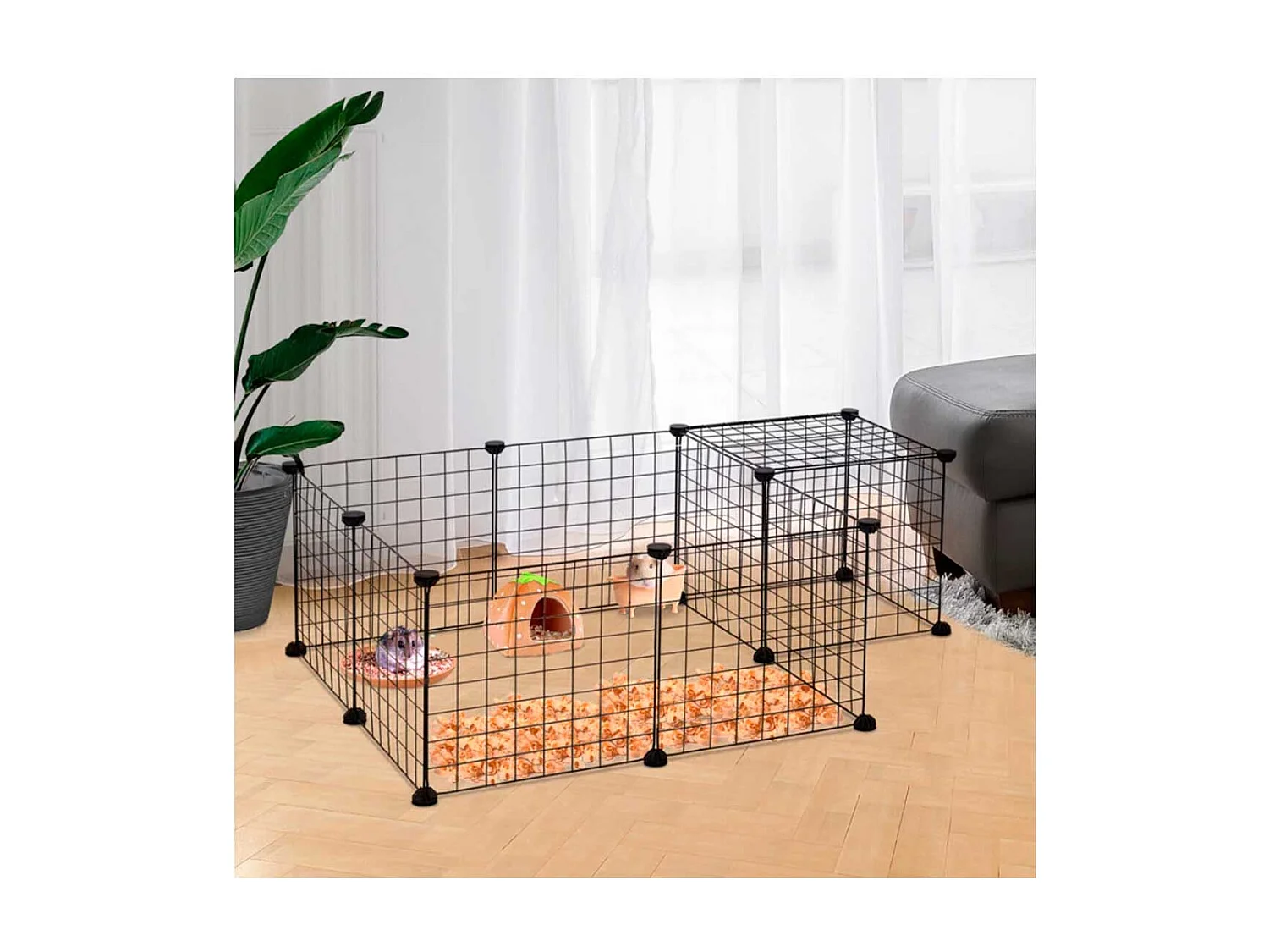 Valla metálica para mascotas negro 106x73x36 cm PawHut
