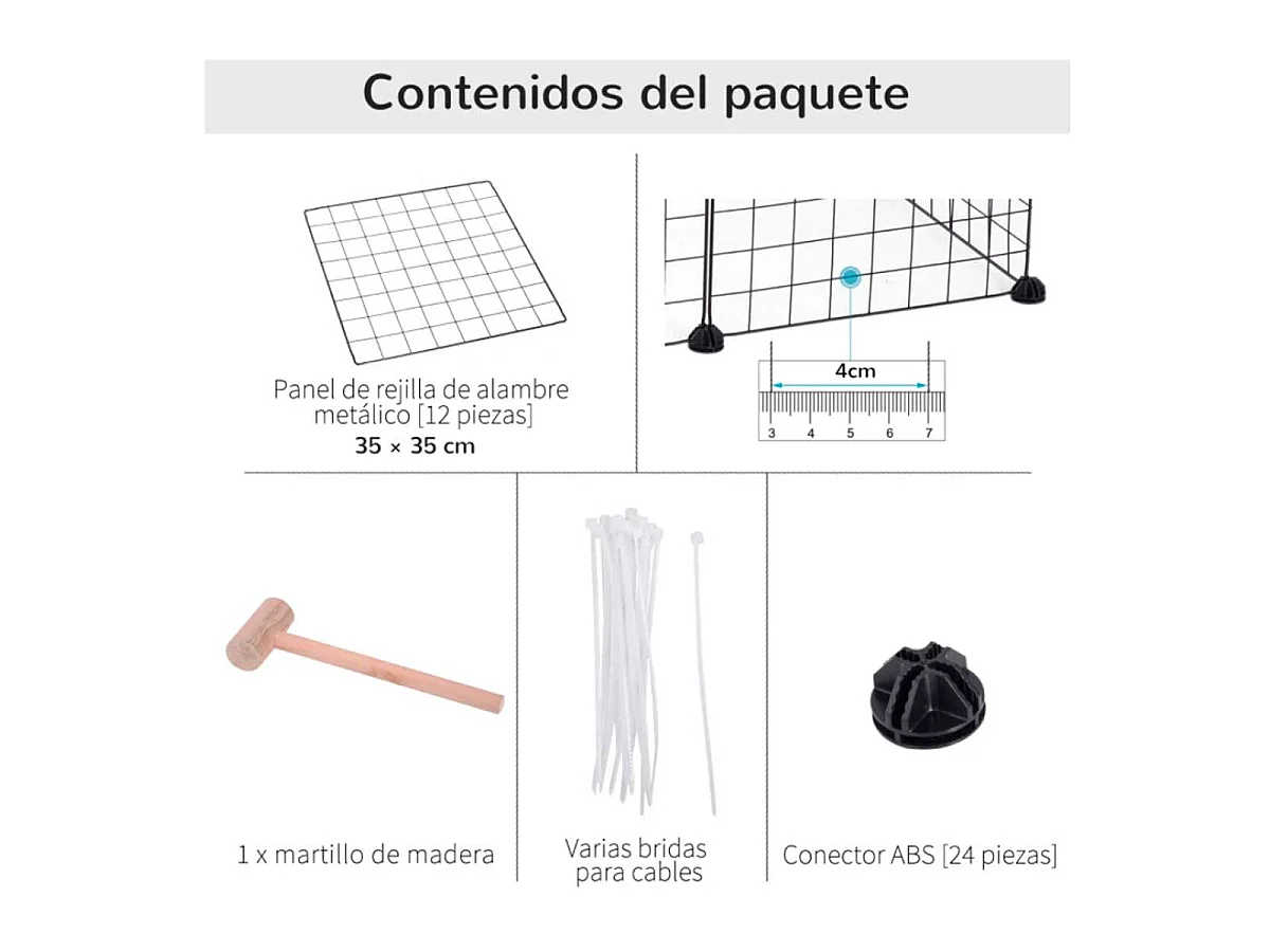 Valla metálica para mascotas negro 106x73x36 cm PawHut