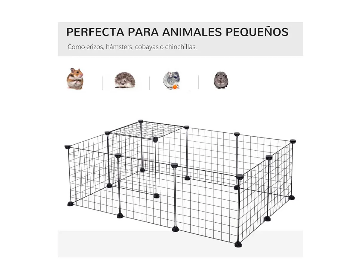 Valla metálica para mascotas negro 106x73x36 cm PawHut