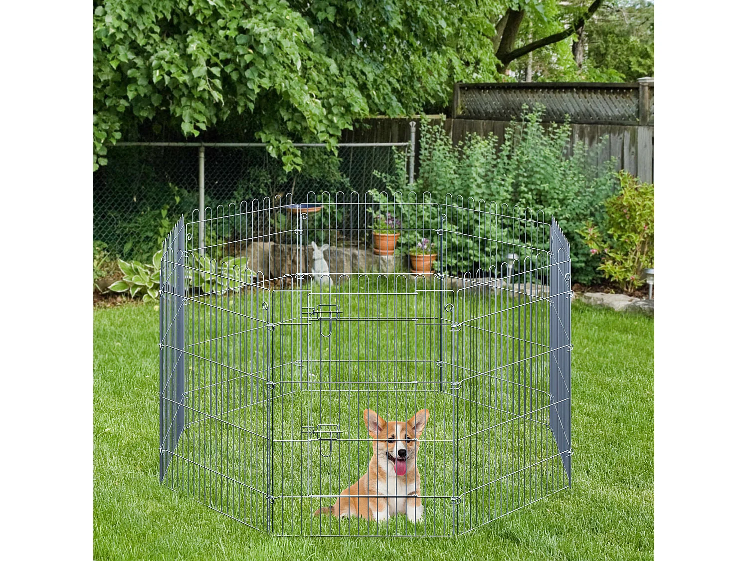 Parque de perros plata 63x91 cm PawHut