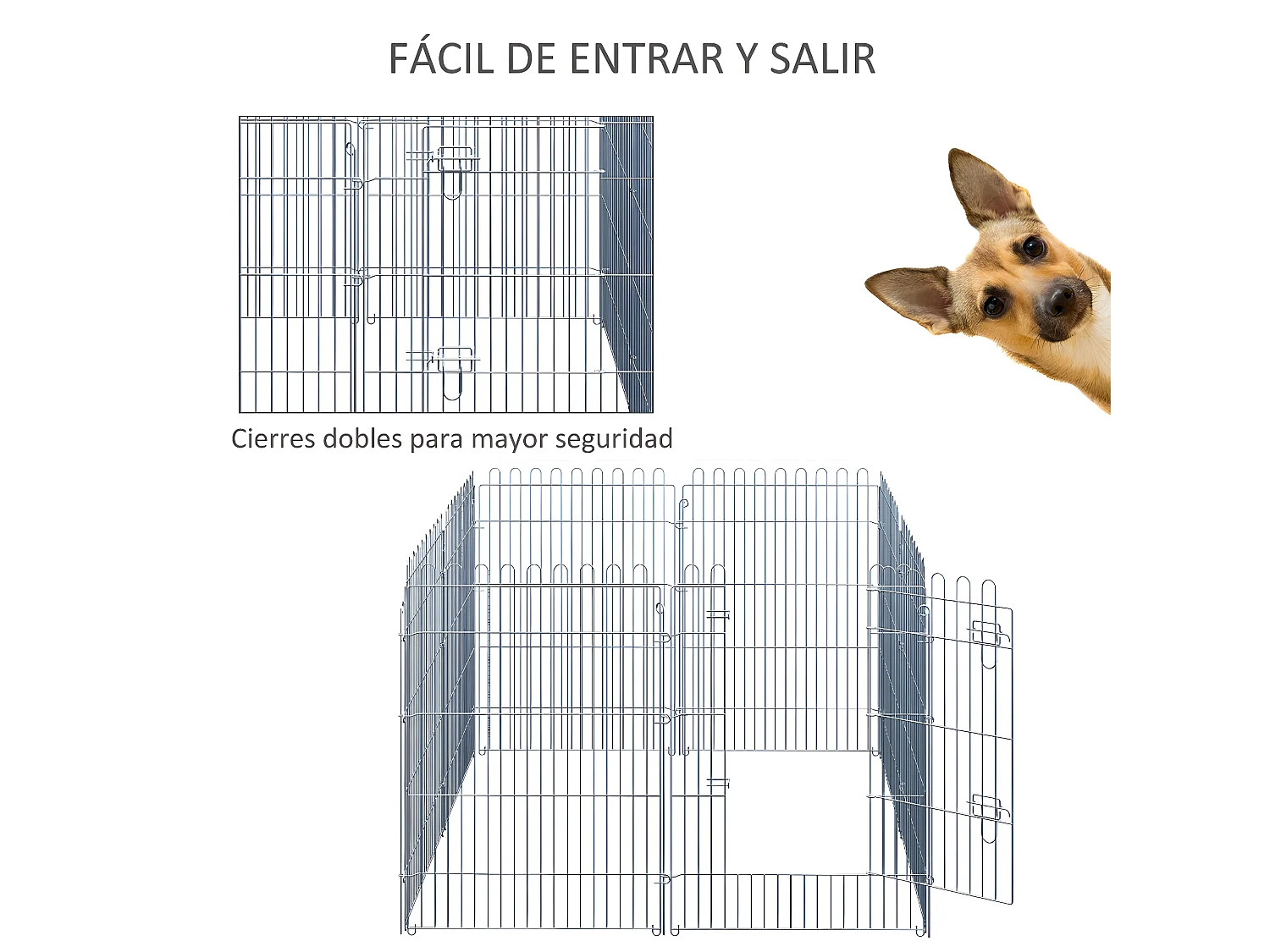 Parque de perros plata 63x91 cm PawHut