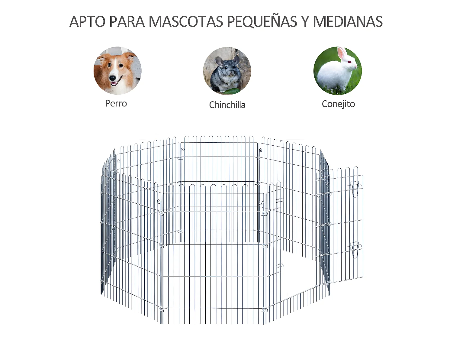 Parque de perros plata 63x91 cm PawHut