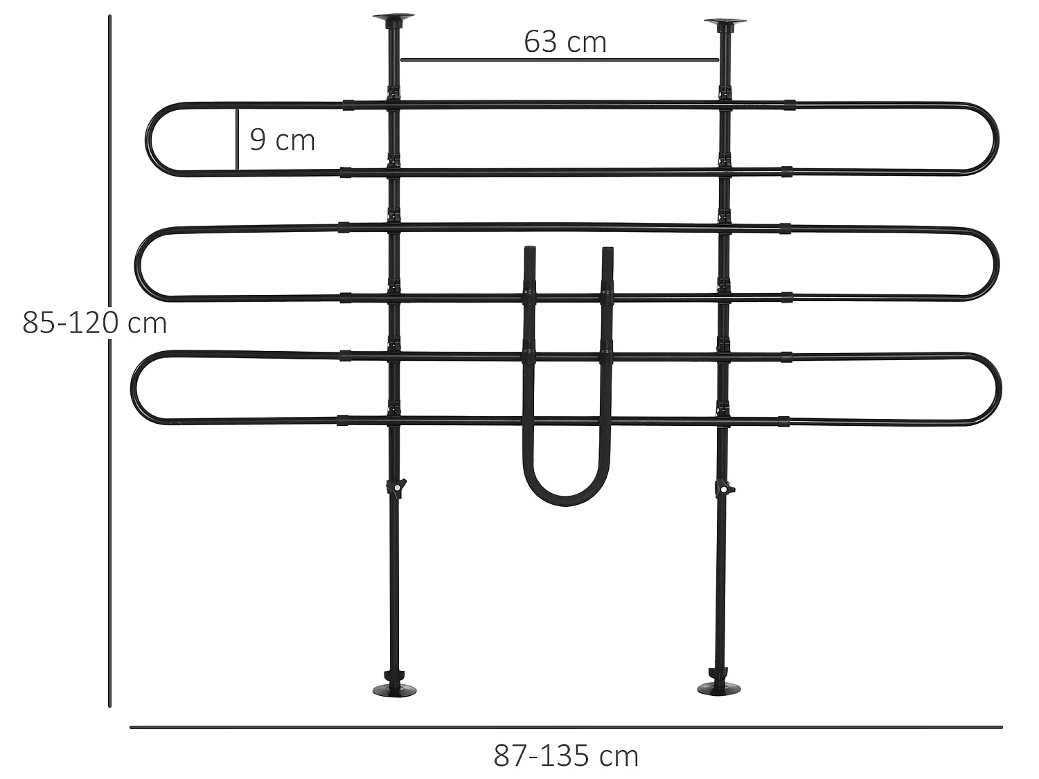 Separador de coche para perros negro 135x120 cm PawHut