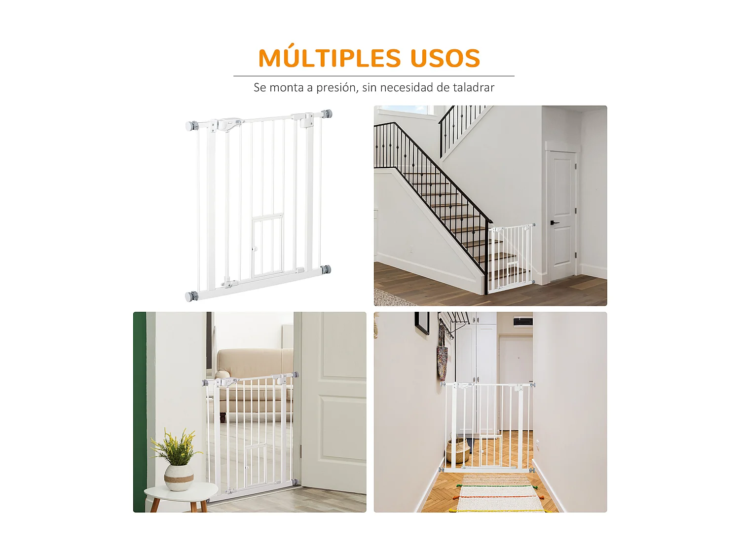 Barrera de seguridad de perros blanco 68x4x76.2 cm PawHut