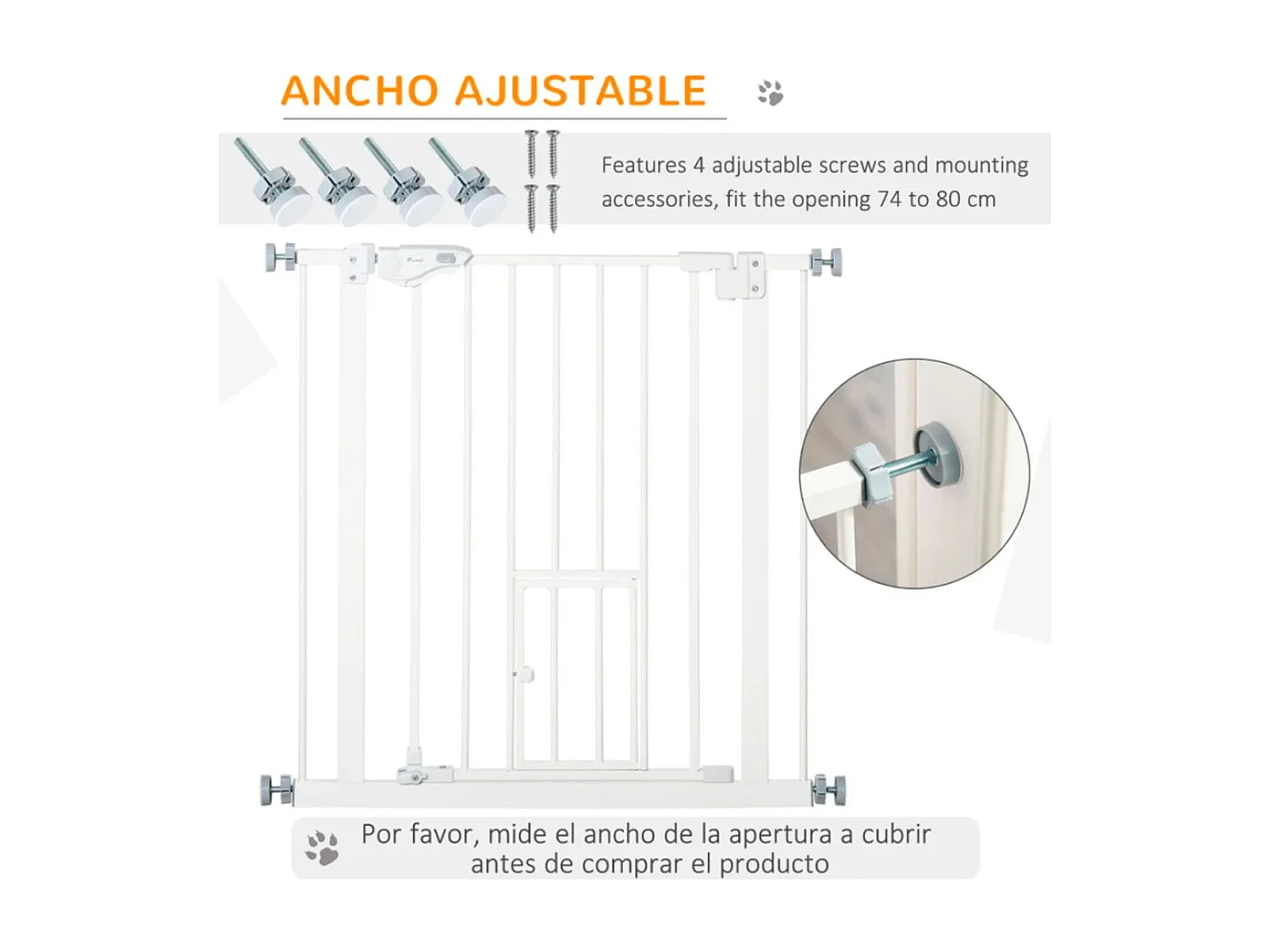 Barrera de seguridad de perros blanco 68x4x76.2 cm PawHut