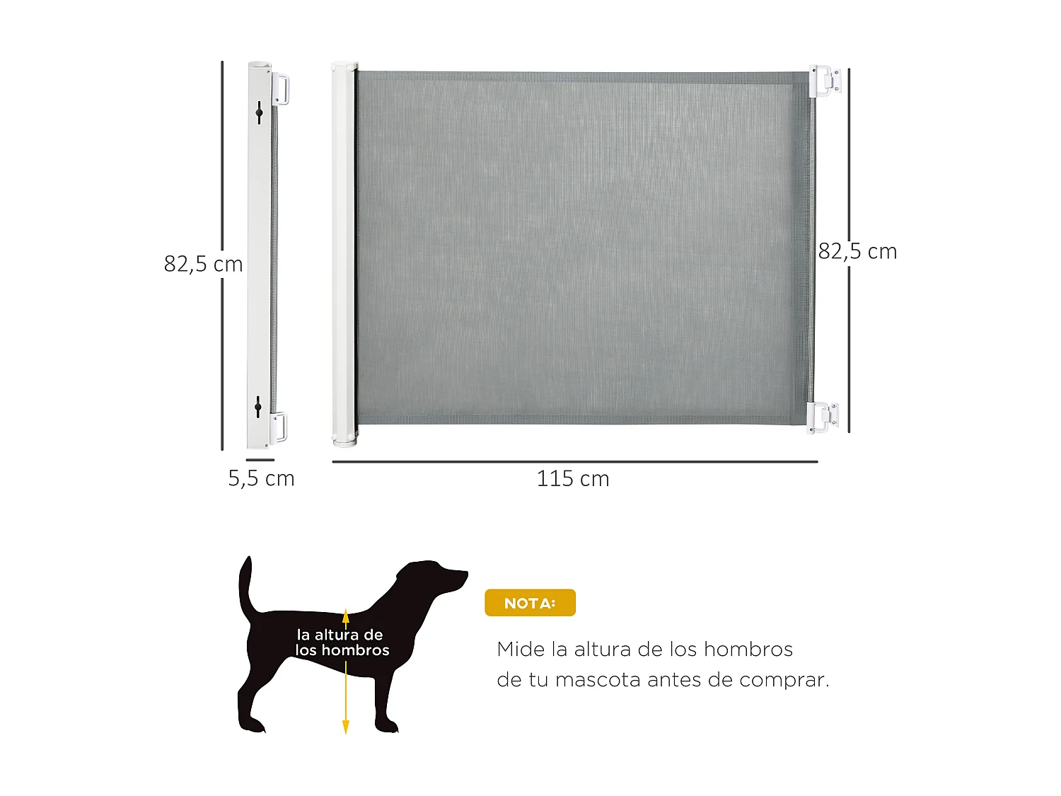 Barrera de seguridad gris 115x5.5x82.5 cm PawHut