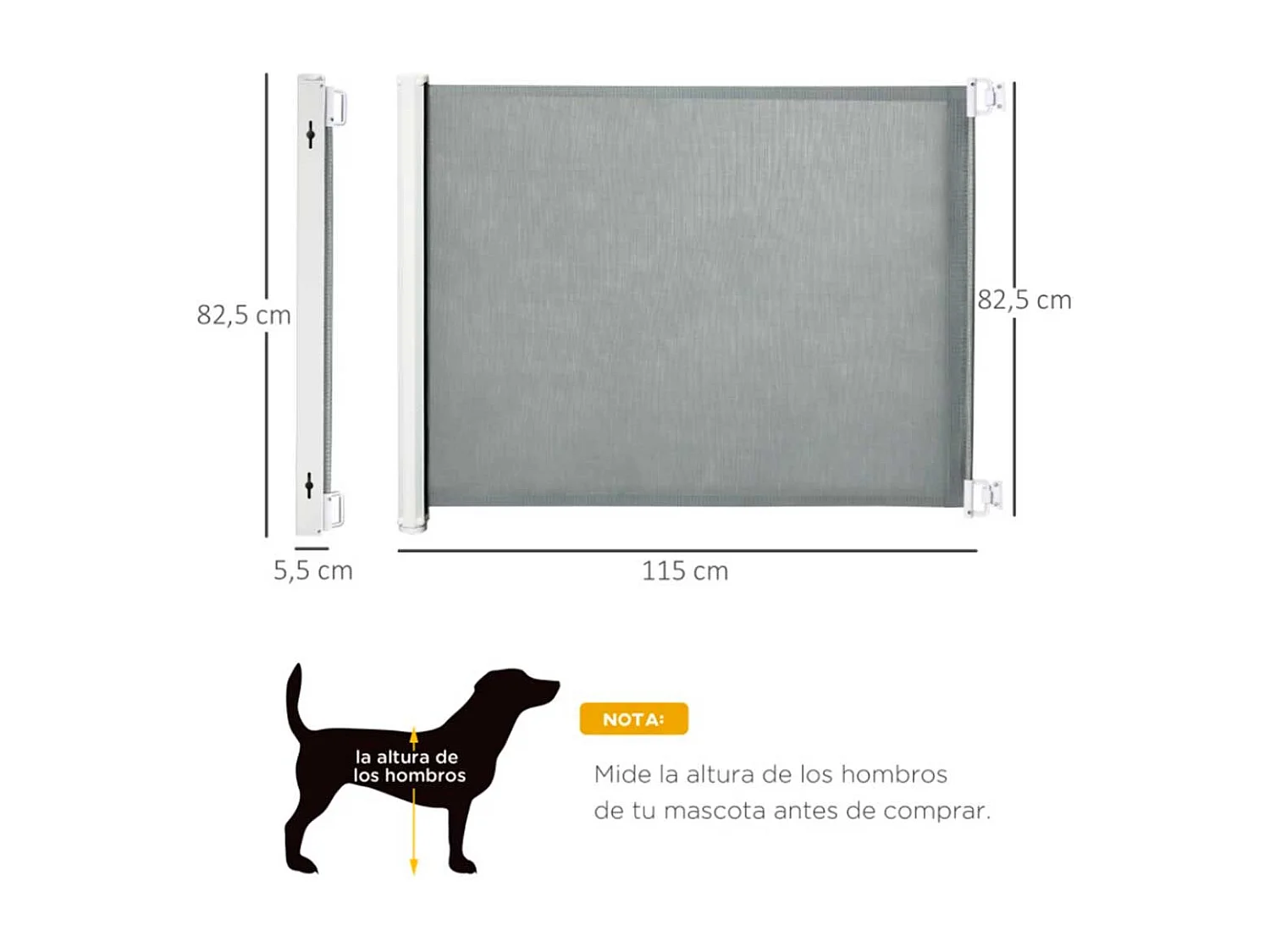 Barrera de seguridad gris 115x5.5x82.5 cm PawHut