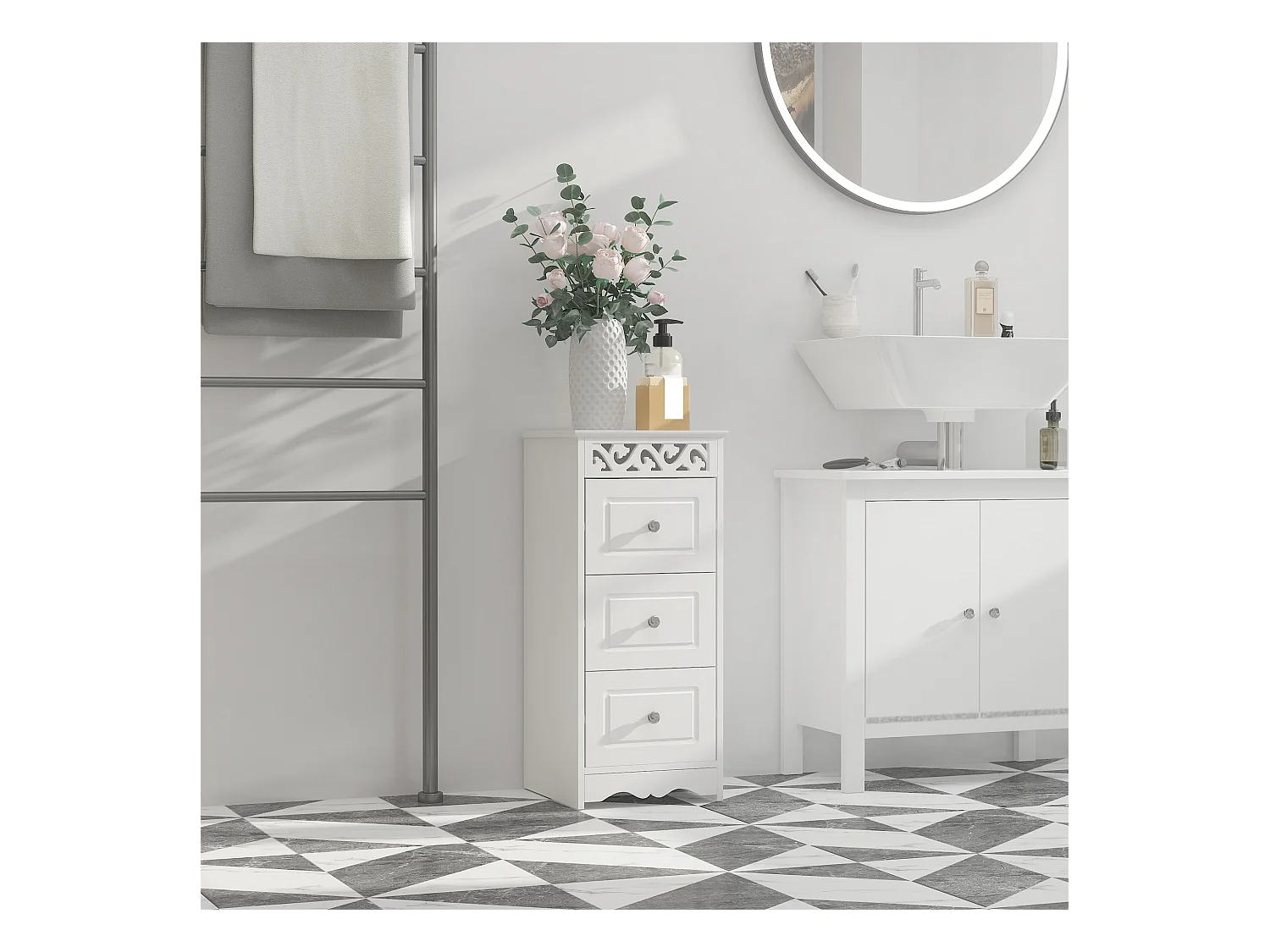 Armario de almacenamiento blanco 29,8x29,8x68,5cm HOMCOM