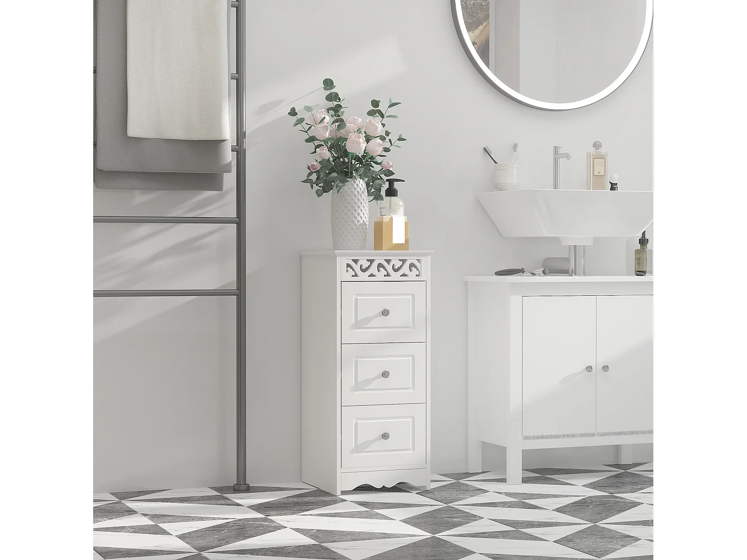 Armario de almacenamiento blanco 29,8x29,8x68,5cm HOMCOM