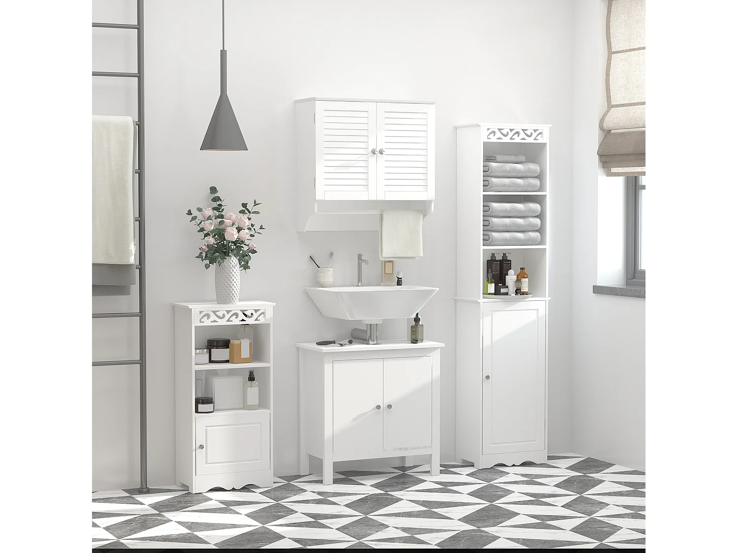 Armario baño de pared blanco 60x23x60 cm kleankin