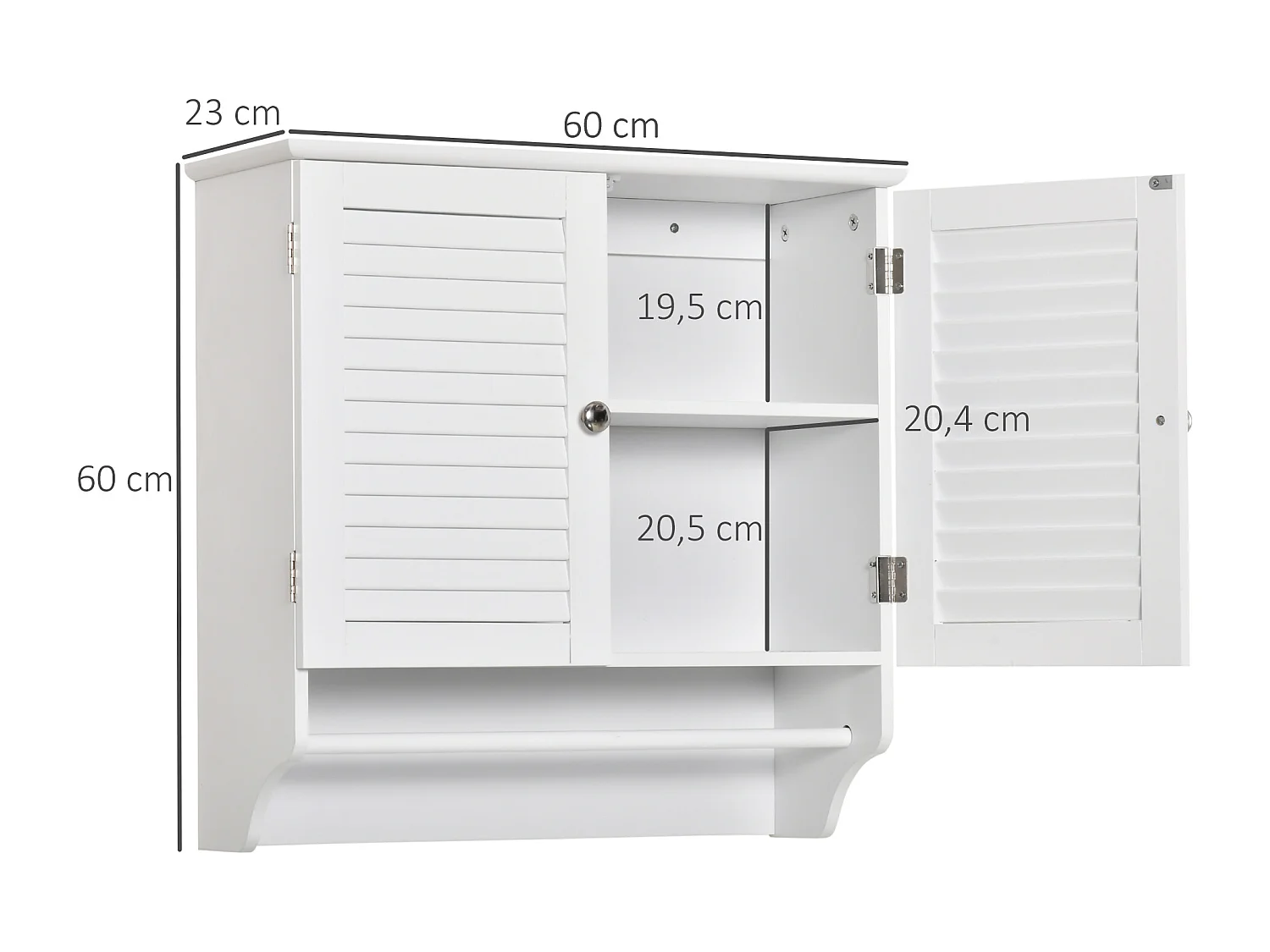Armario baño de pared blanco 60x23x60 cm kleankin