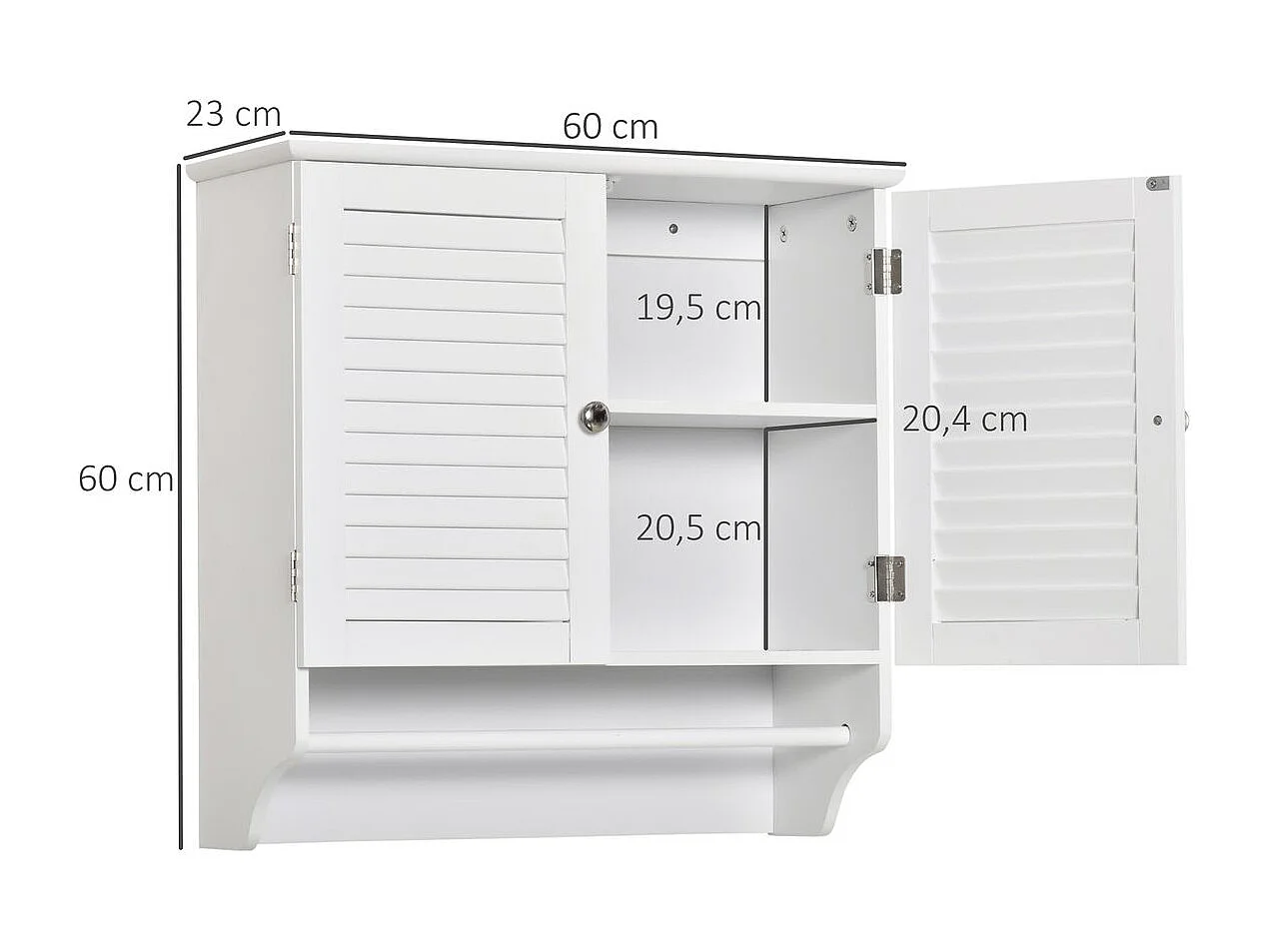 Armario baño de pared blanco 60x23x60 cm kleankin