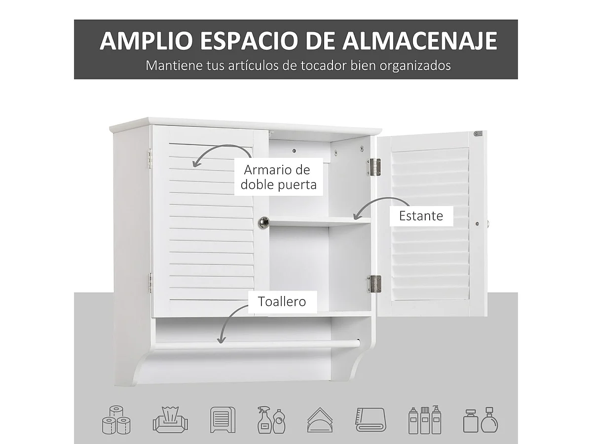 Armario baño de pared blanco 60x23x60 cm kleankin
