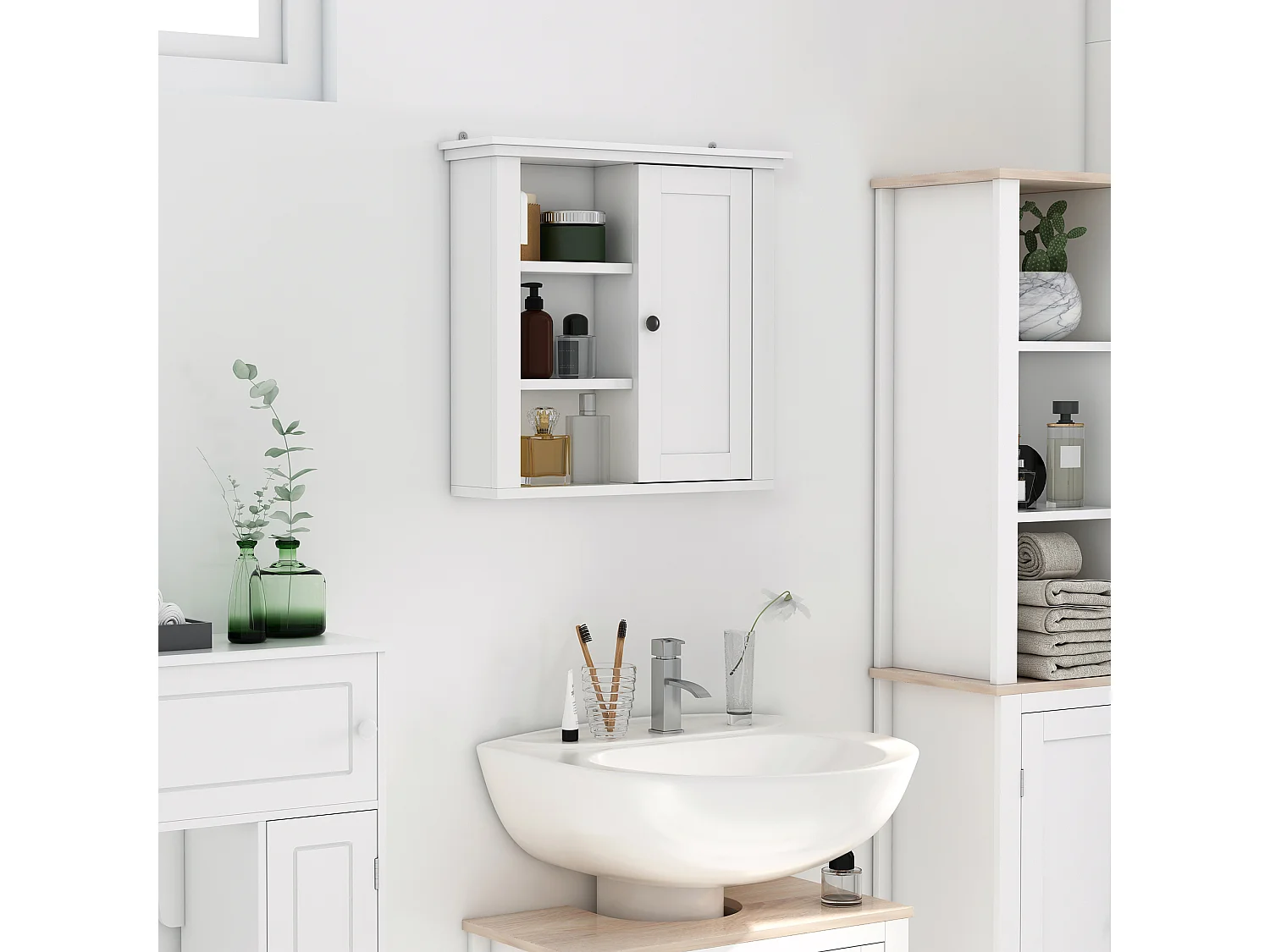 Armario de baño blanco 53x14,5x50,5 cm HOMCOM