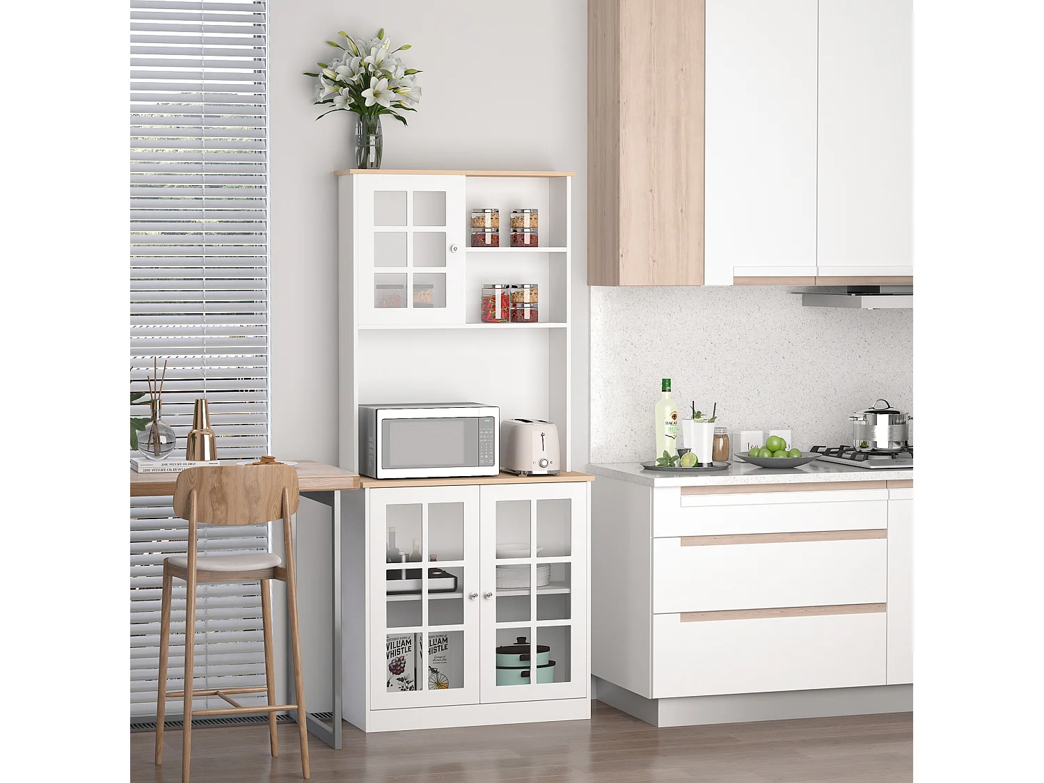 Armario de cocina blanco 80x37x183cm HOMCOM
