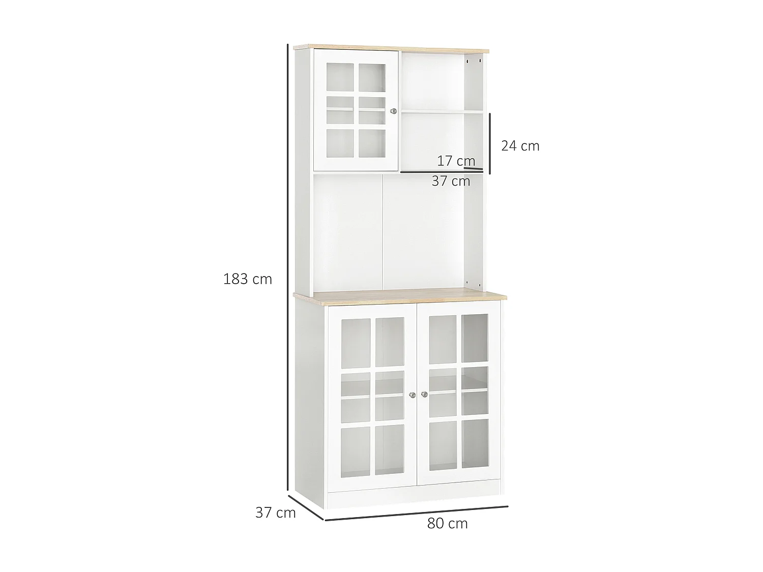 Armario de cocina blanco 80x37x183cm HOMCOM