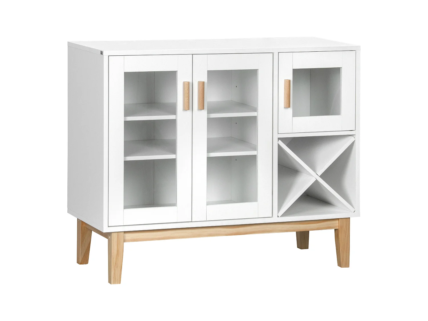 Aparador de cocina madera natural y blanco 90x37x75 cm HOMCOM