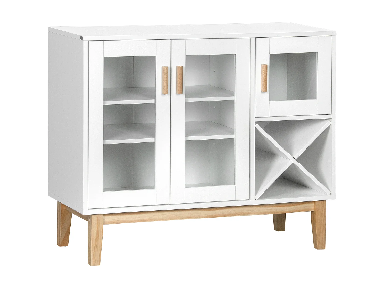 Aparador de cocina madera natural y blanco 90x37x75 cm HOMCOM