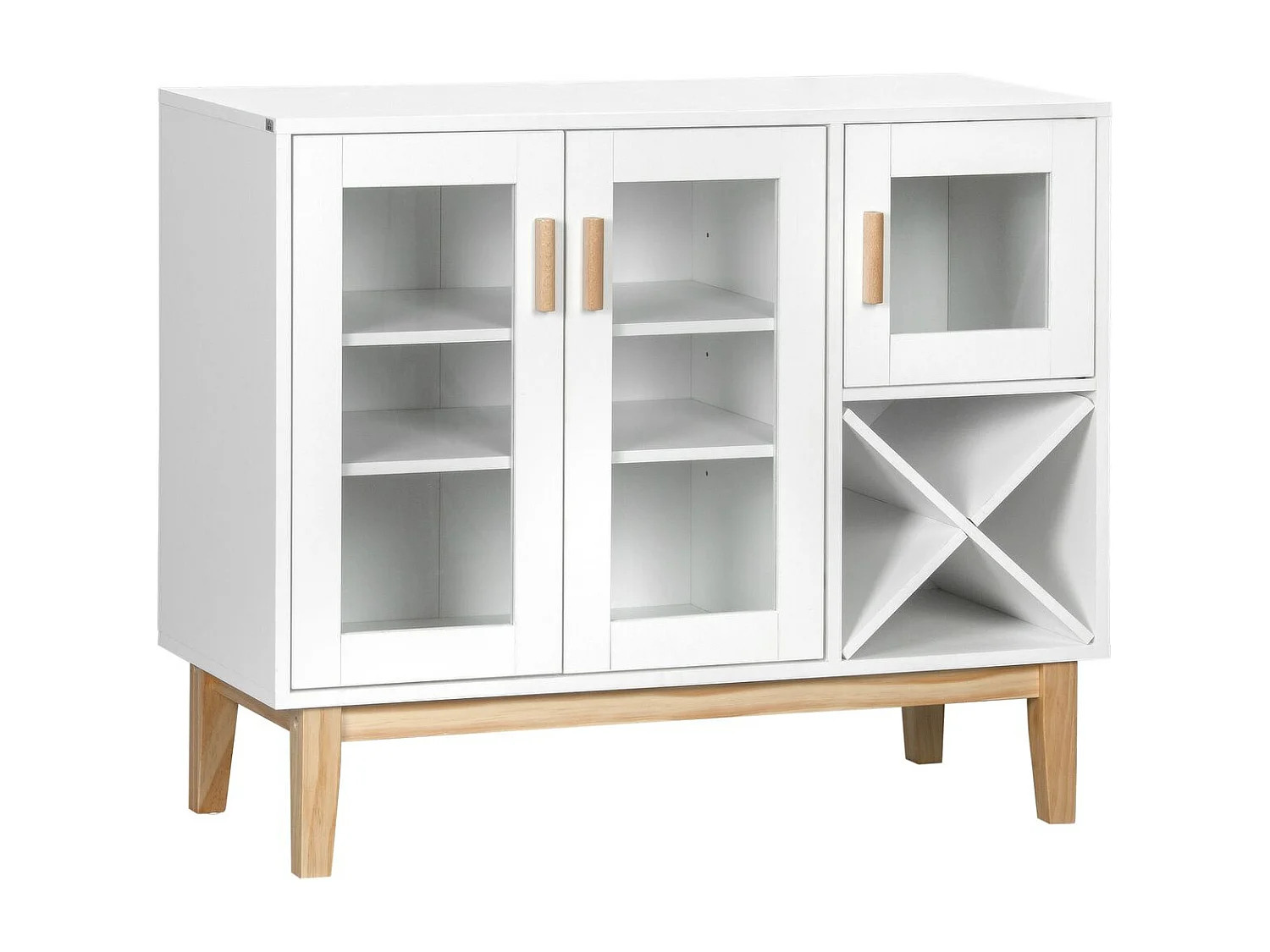 Aparador de cocina madera natural y blanco 90x37x75 cm HOMCOM