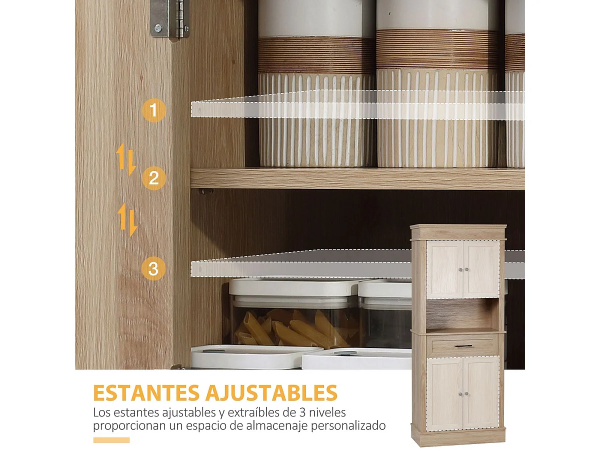 Alacena de cocina roble 74x39.5x183 cm HOMCOM