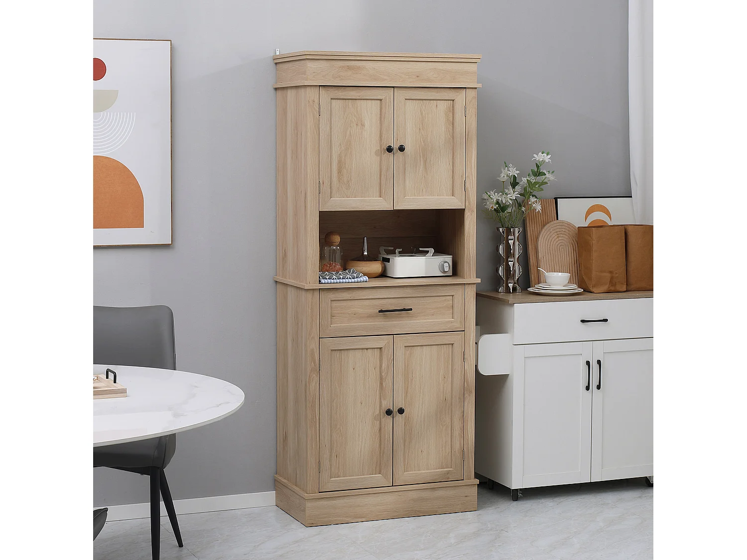 Alacena de cocina roble 74x39.5x183 cm HOMCOM