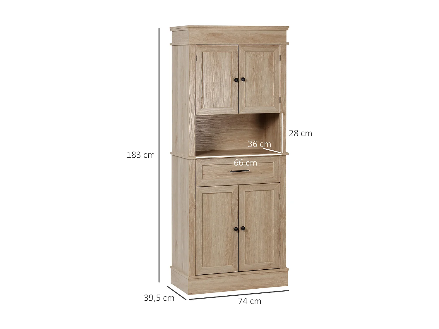 Alacena de cocina roble 74x39.5x183 cm HOMCOM