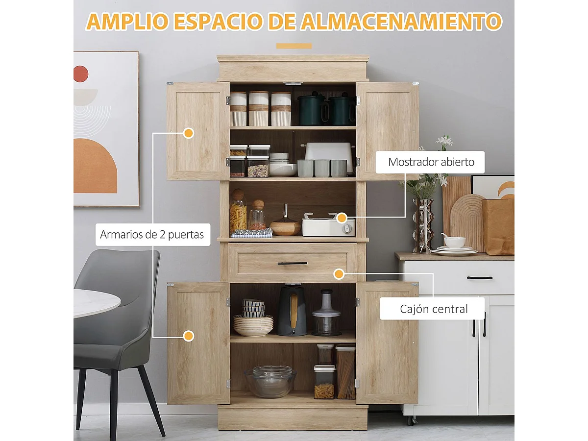 Alacena de cocina roble 74x39.5x183 cm HOMCOM