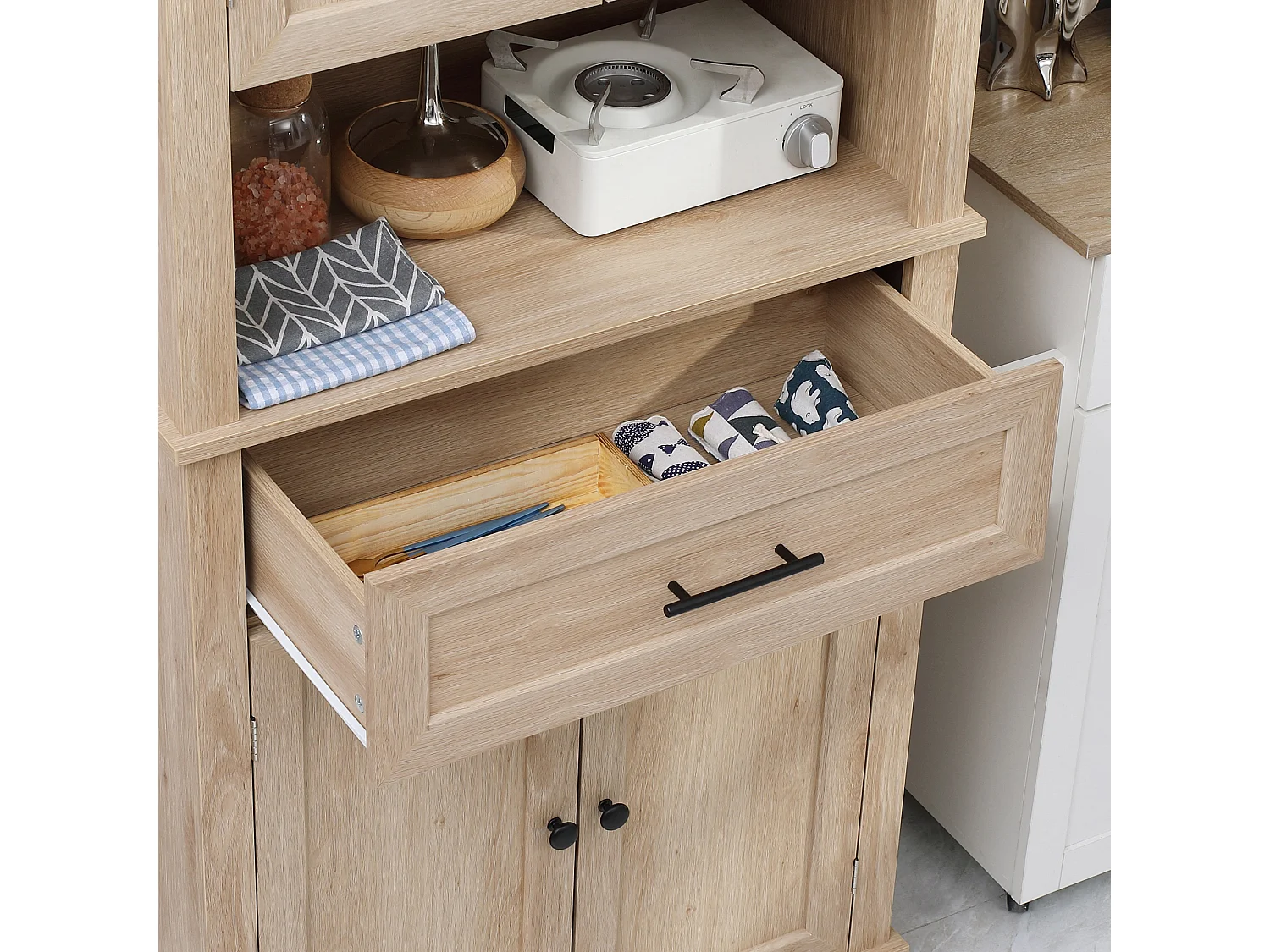 Alacena de cocina roble 74x39.5x183 cm HOMCOM