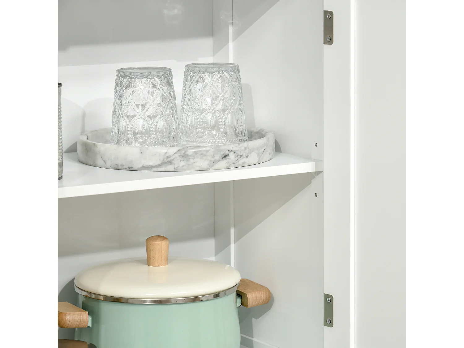 Keukenkast – 60x30x162 cm – Wit – MDF en gehard glas