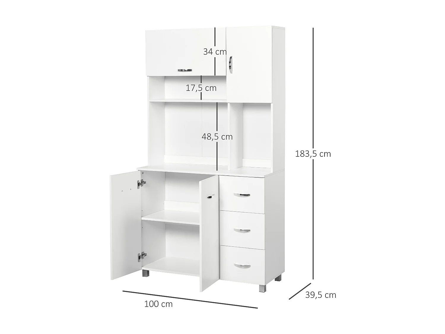Alacena de cocina blanco 100x39.5x183.5 cm HOMCOM