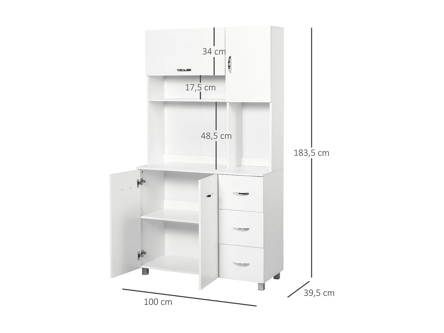 Alacena de cocina blanco 100x39.5x183.5 cm HOMCOM