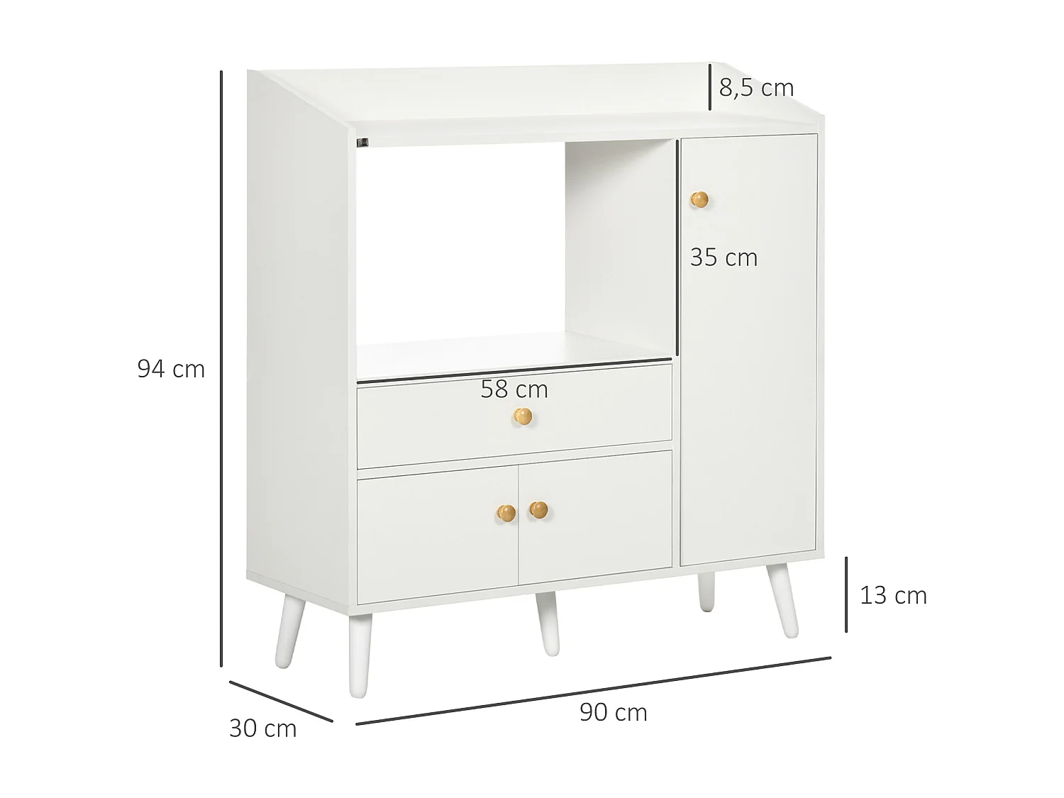 Aparador para microondas blanco 90x30x94 cm HOMCOM