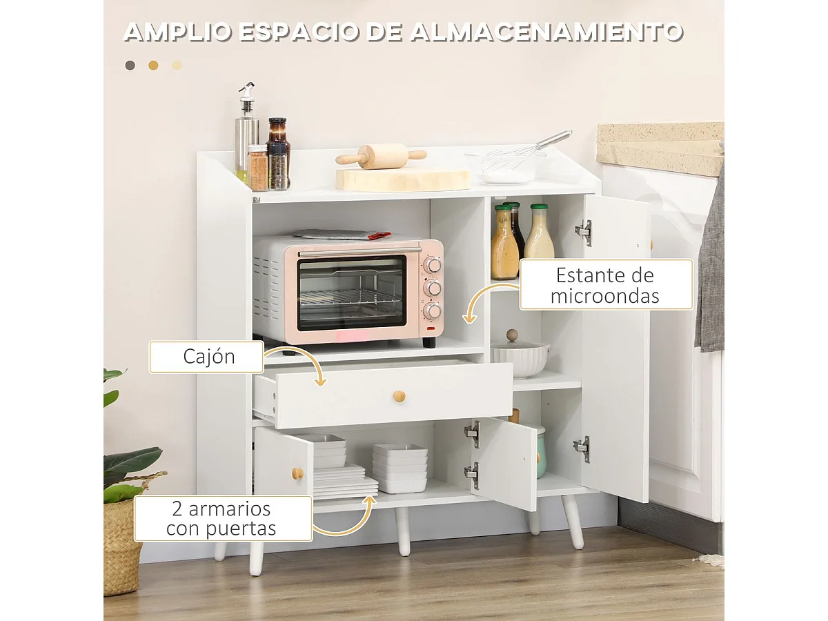 Aparador para microondas blanco 90x30x94 cm HOMCOM