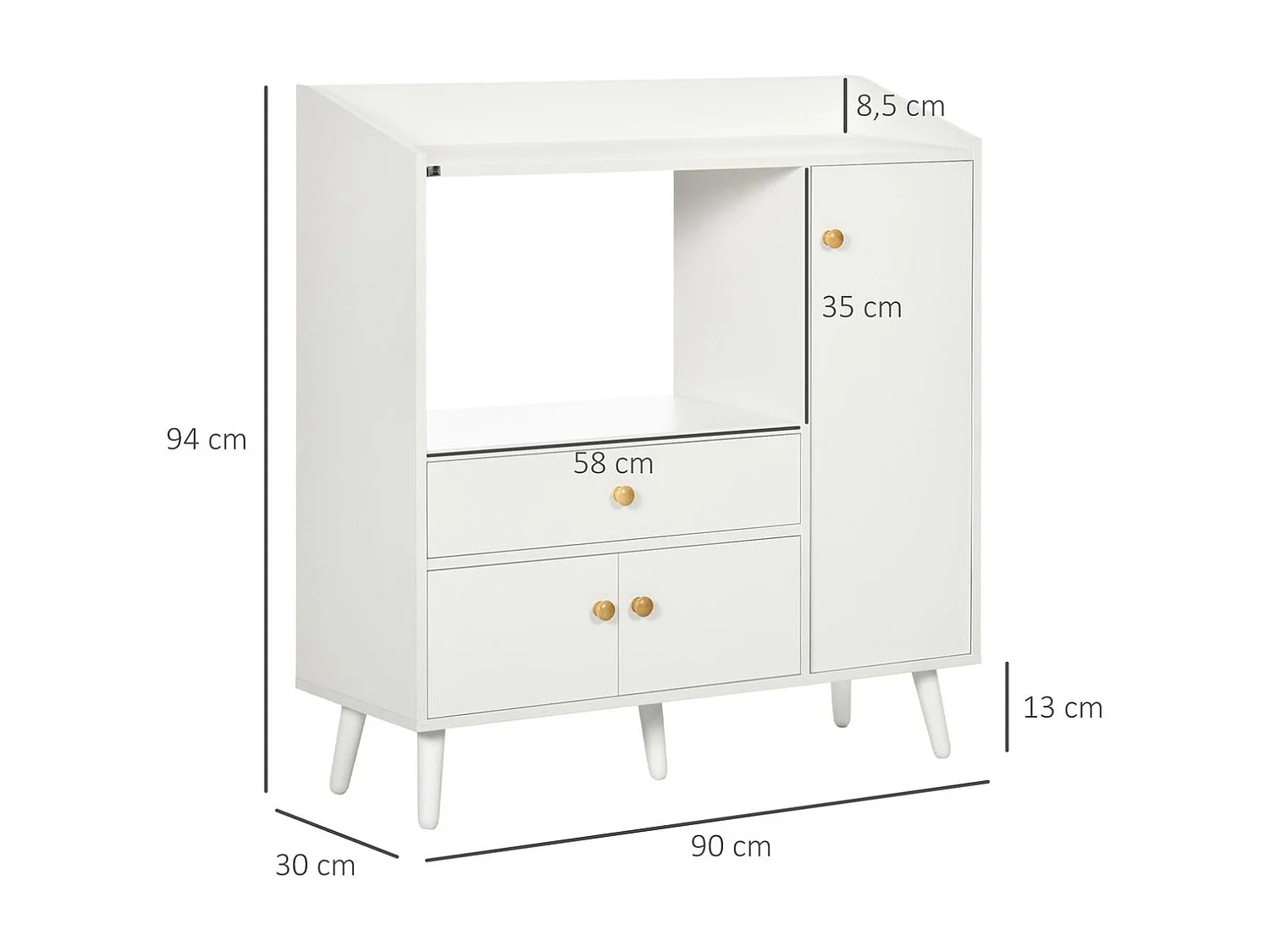 Aparador para microondas blanco 90x30x94 cm HOMCOM