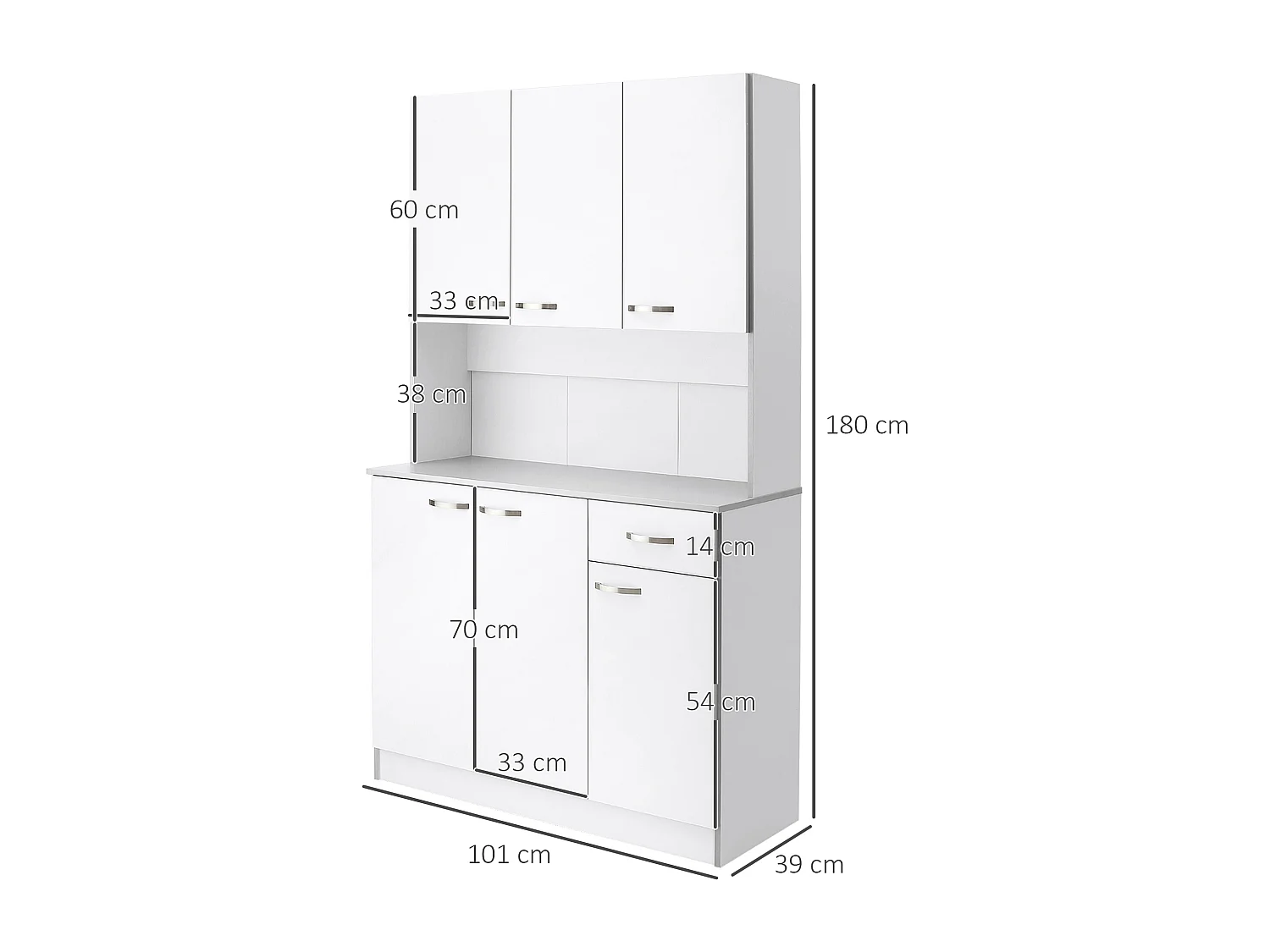 Armario para cocina blanco 101x39x180 cm HOMCOM