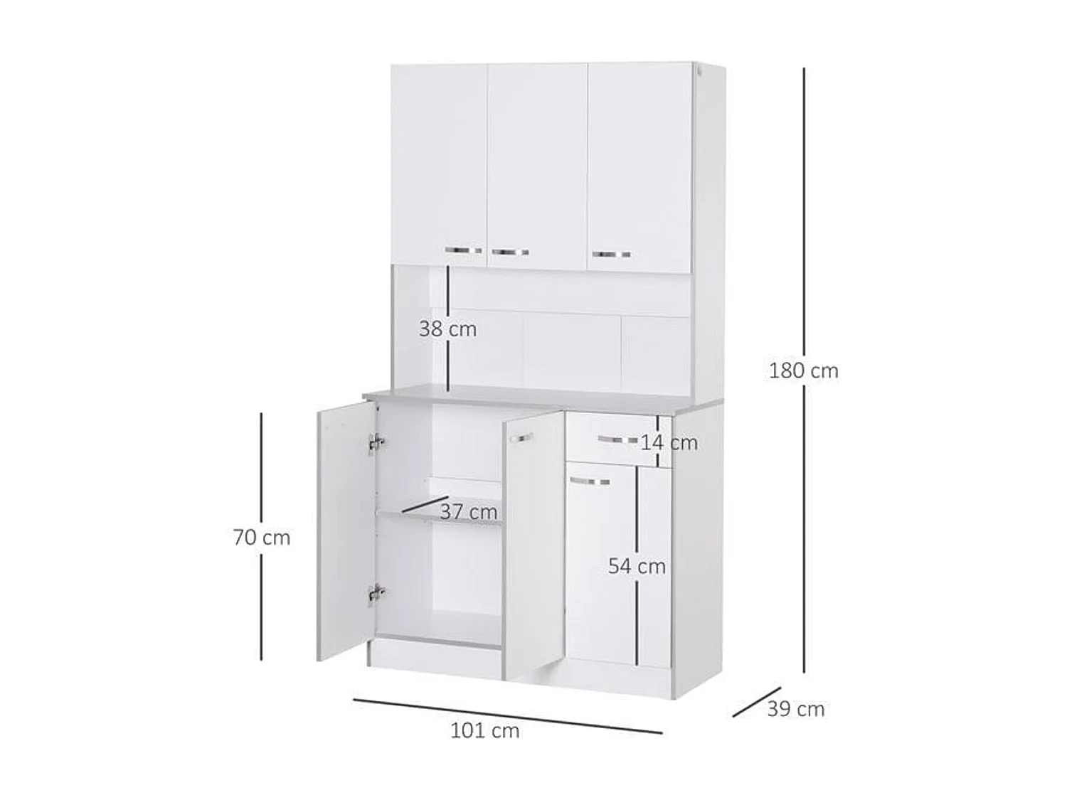 Armario para cocina blanco 101x39x180 cm HOMCOM