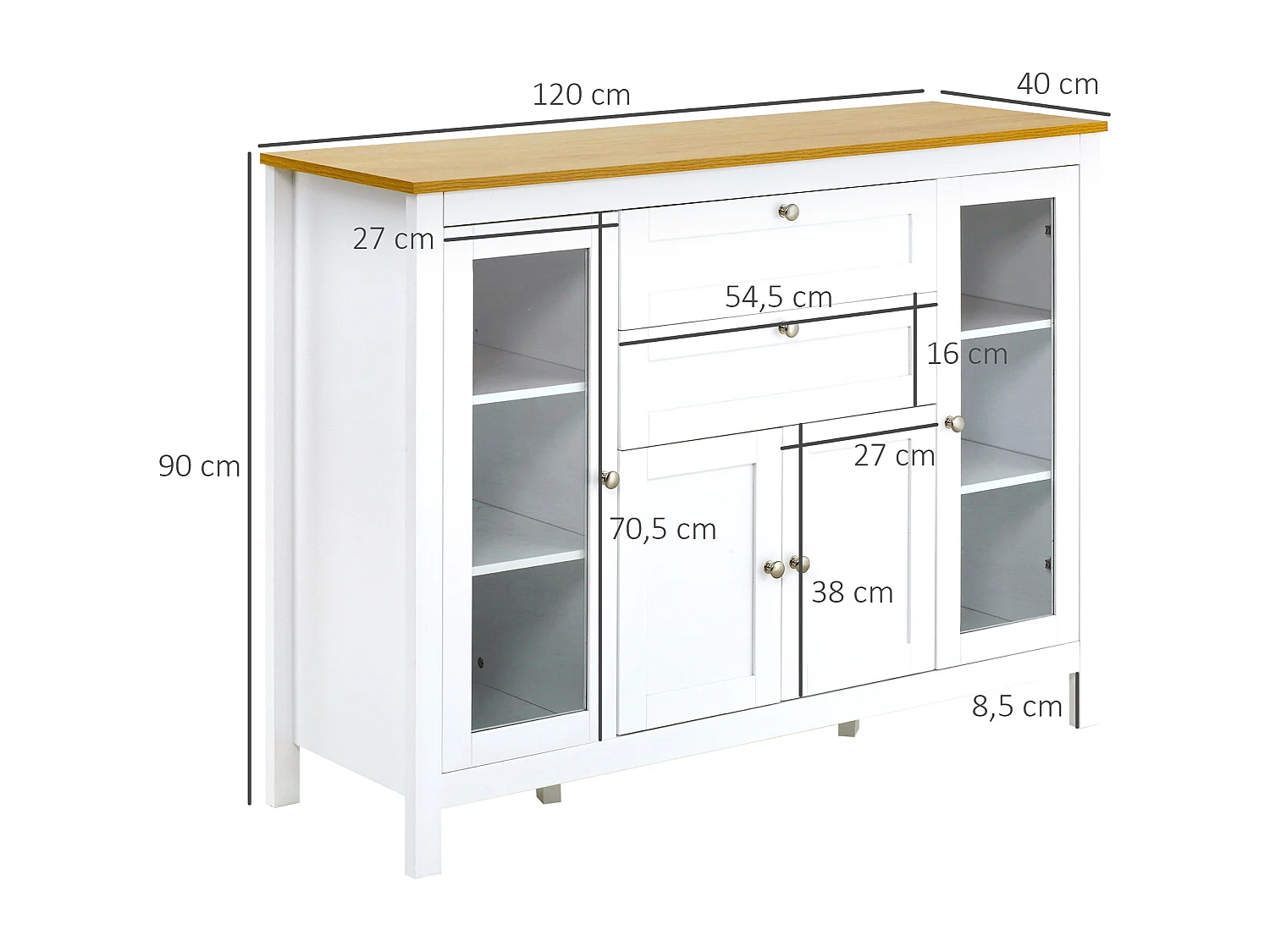 Aparador de cocina blanco 120x40x90 cm HOMCOM