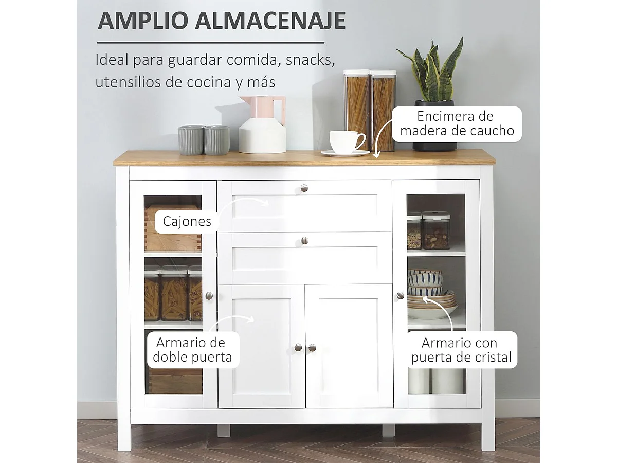 Aparador de cocina blanco 120x40x90 cm HOMCOM