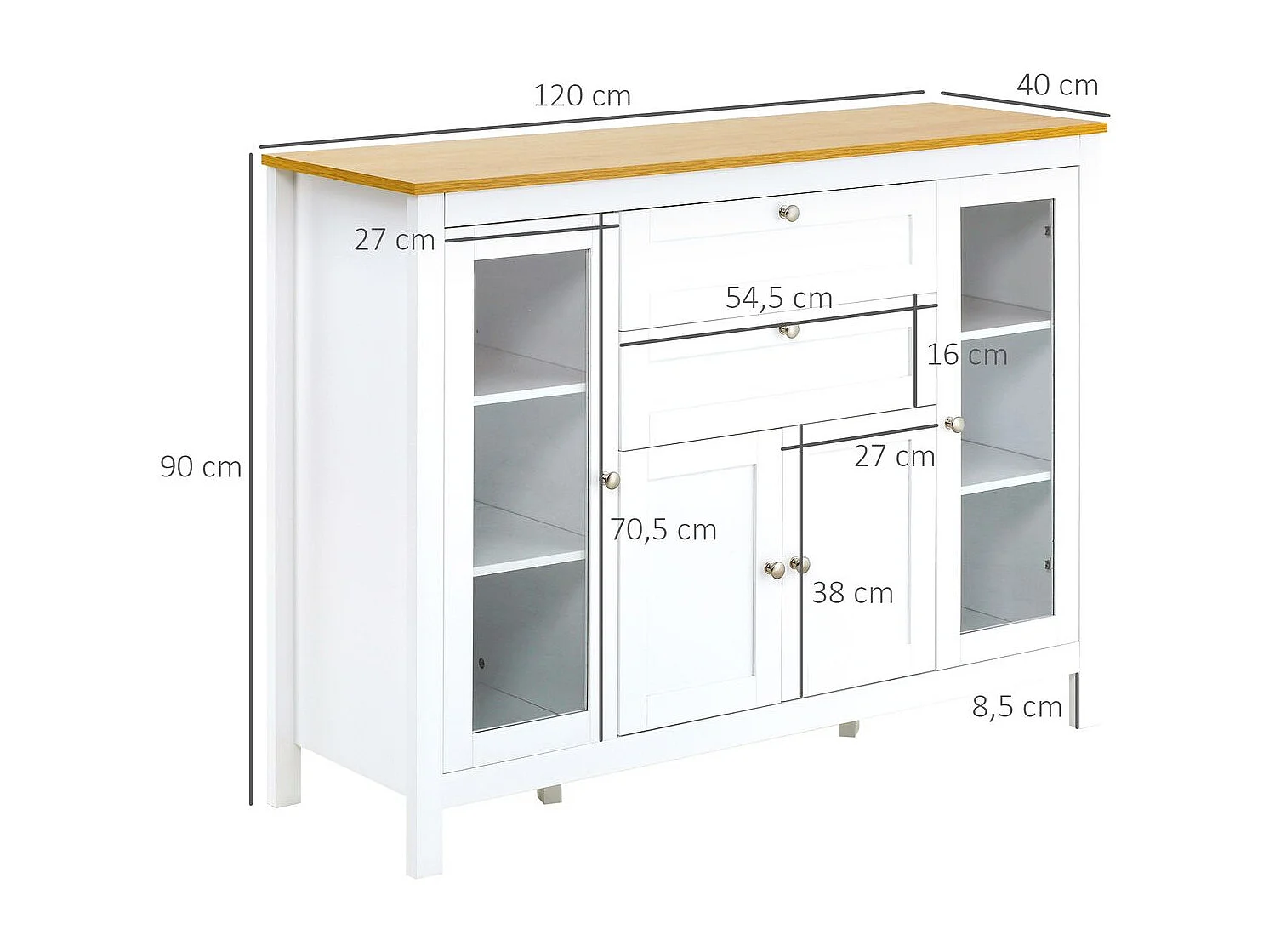 Aparador de cocina blanco 120x40x90 cm HOMCOM