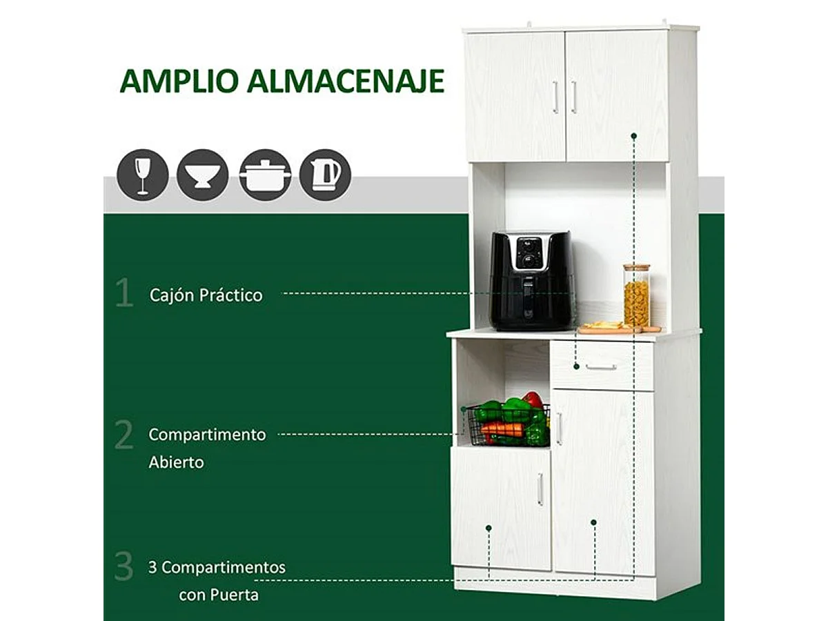 Mueble auxiliar de cocina blanco 71x41x178 cm HOMCOM