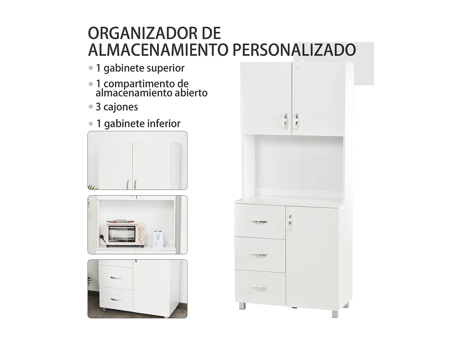 Alacena de cocina blanco 80x39.5x183.5 cm HOMCOM