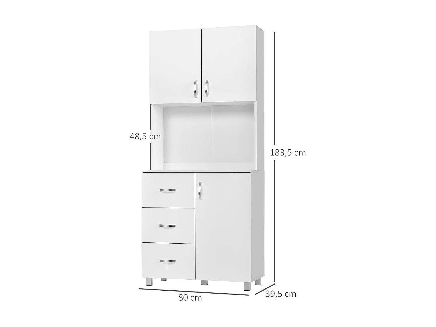 Alacena de cocina blanco 80x39.5x183.5 cm HOMCOM