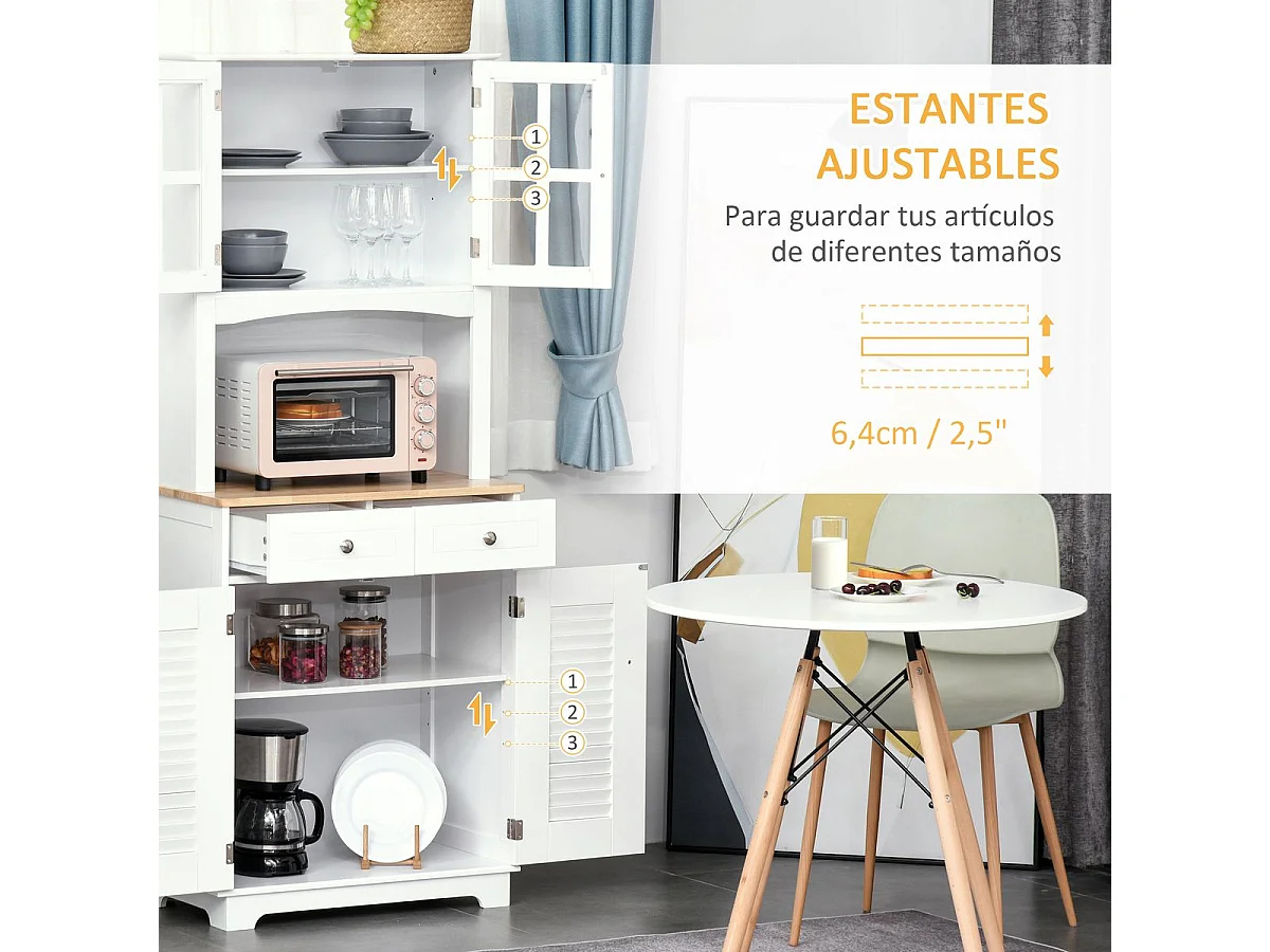 Mueble auxiliar de cocina blanco 68x39.5x170 cm HOMCOM