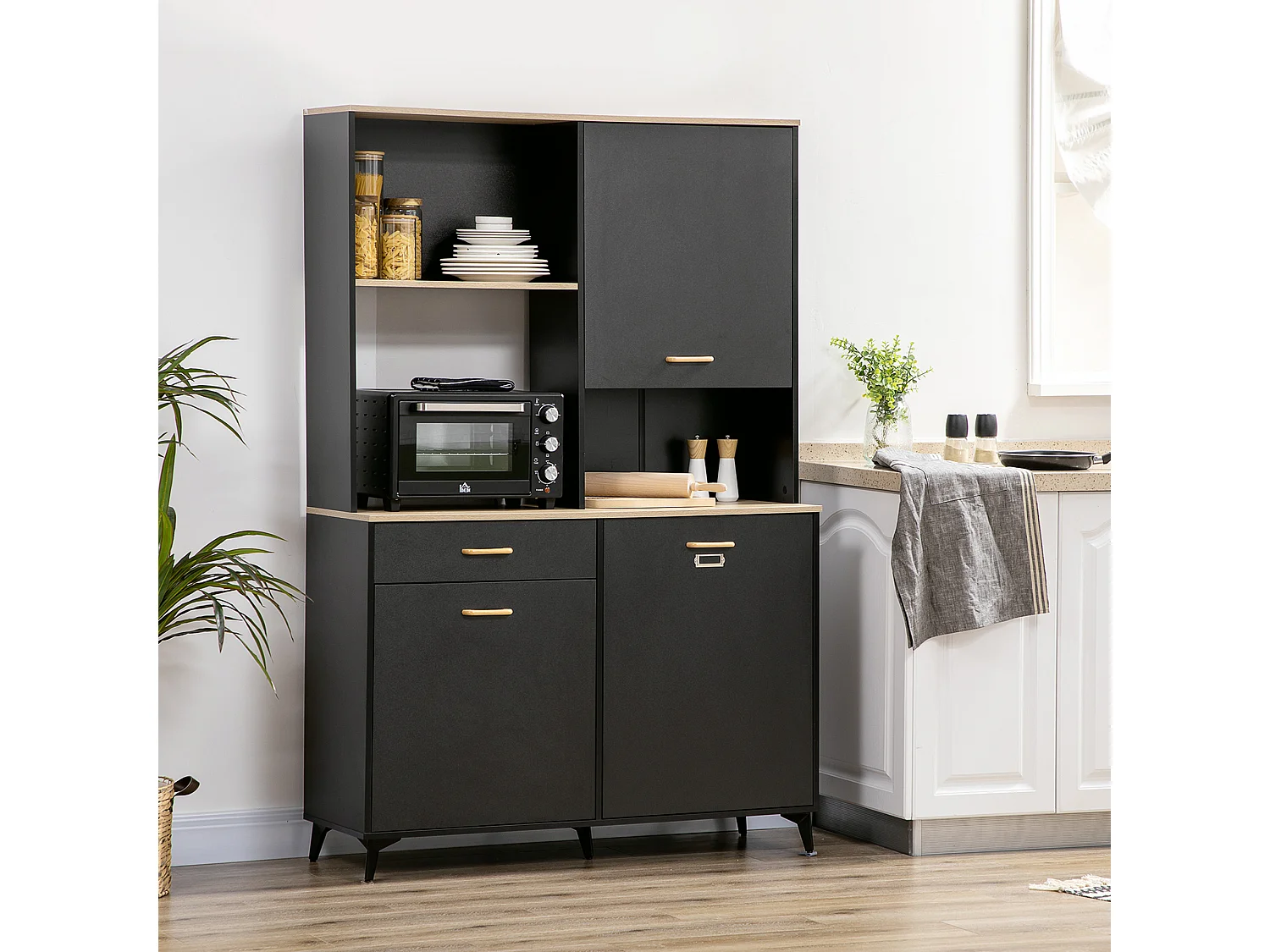 Alacena de cocina negro 119x41x180 cm HOMCOM