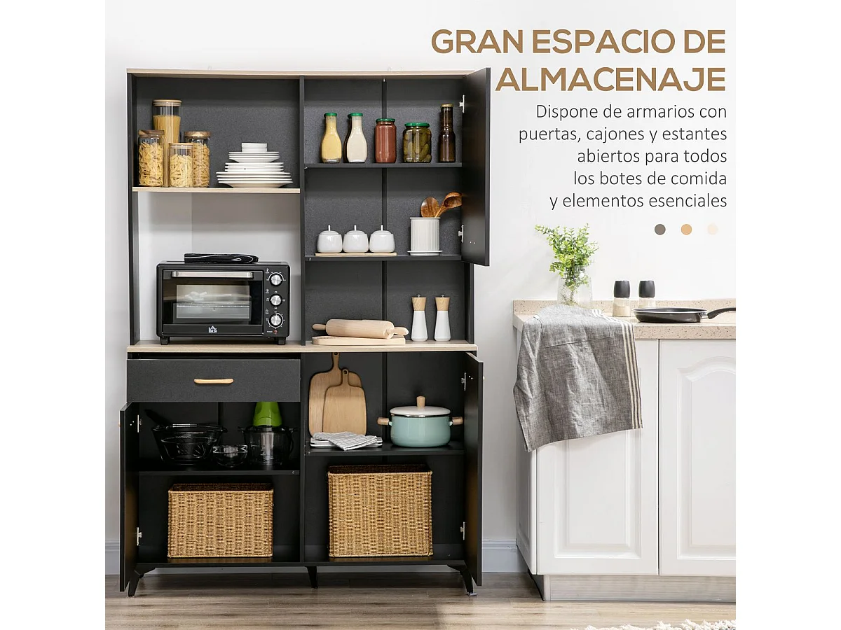Alacena de cocina negro 119x41x180 cm HOMCOM