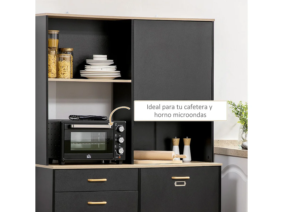 Alacena de cocina negro 119x41x180 cm HOMCOM