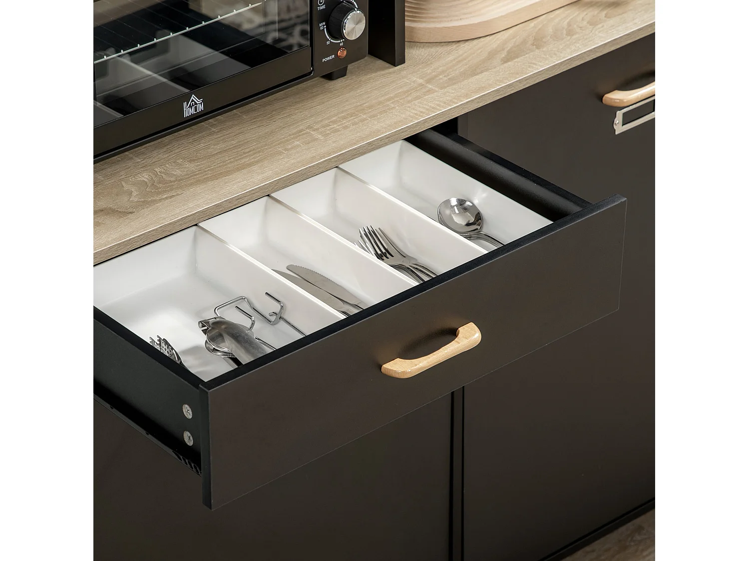 Alacena de cocina negro 119x41x180 cm HOMCOM