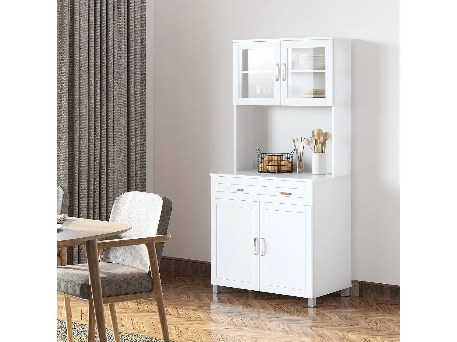 Armario buffet de cocina con aparador blanco 80x48x170 cm HOMCOM