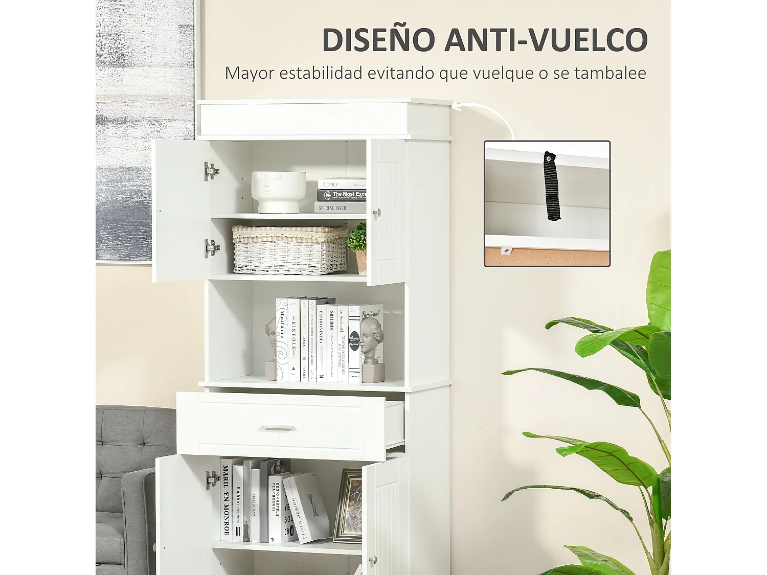 Alacena de cocina blanco 74.3x39.4x183 cm HOMCOM