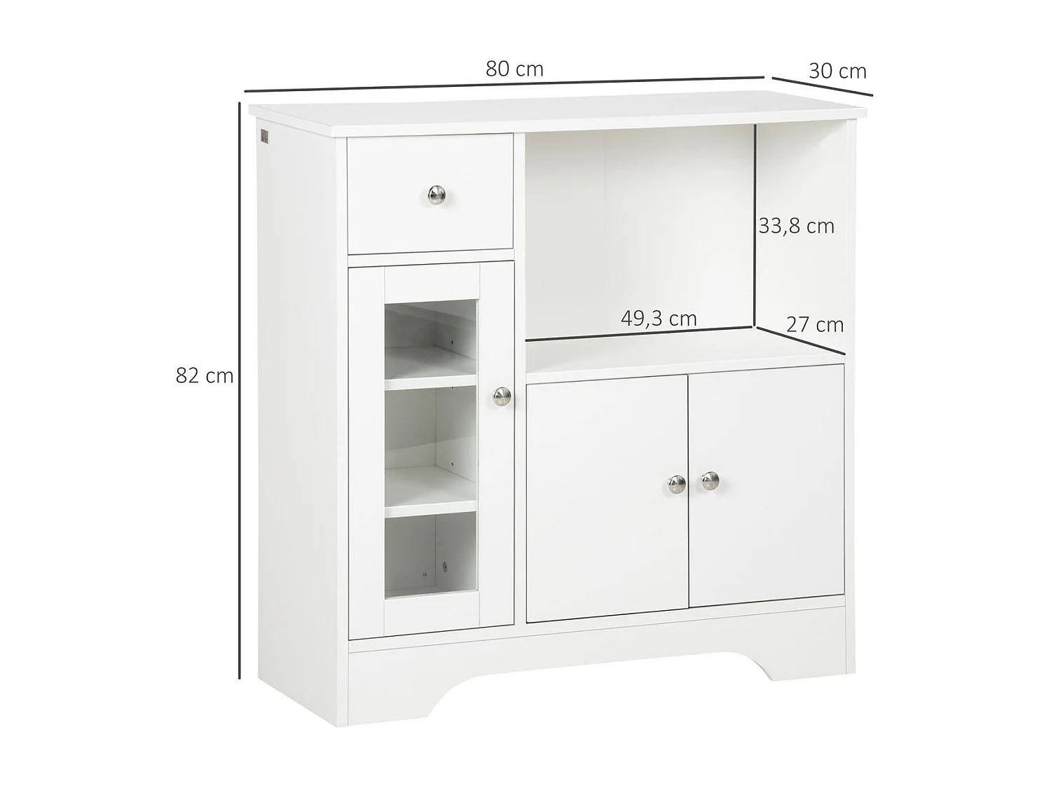 Aparador de cocina blanco 80x30x82 cm HOMCOM